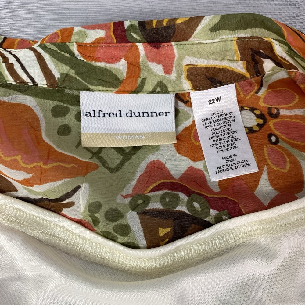 Alfred Dunner Button Up Blouse Women's 22W Green Floral Short Sleeve NWT - Picture 8 of 13